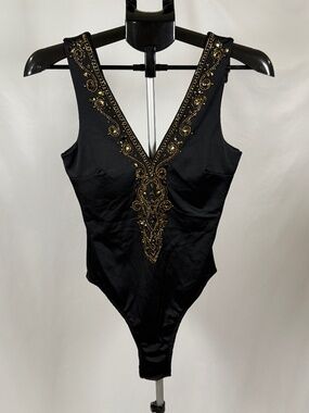 Amita Naithani Embellished Black Bodysuit Boho Glam